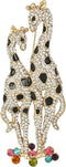 EVER FAITH Austrian Crystal Black Enamel Lovely Mother Giraffe and Child Family Brooch...