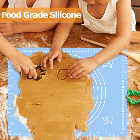 Silicone Pastry Mat for Baking, Dough Rolling Mat Non Stick Dough Mat with Measurement Baking Mat, Kitchen Counter Mat for Pie, Crust, Pizza, Cook...