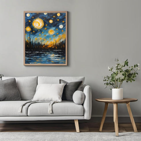 Posterizer 1 pcs- starry night inspired landscapes-nature-oil painting style 1-Landscape & Nature Art-Floral Botanical Art- Decor for Home & Offic...