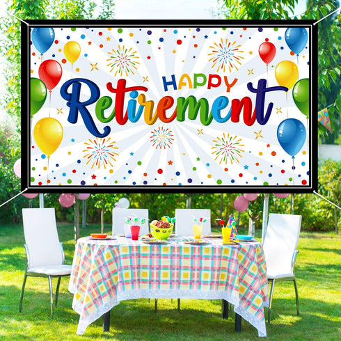 Colorful Retirement Banner Giant Backdrop for Retirement Party Supplies...