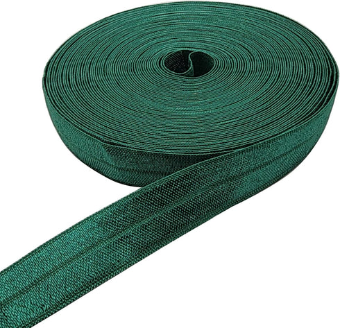 10 Yards Fold Over Elastic Stretch, Braided Elastic Ribbon for Hair Ties Headbands, Available in Various of Colours (Dark Green, 5/8in)...