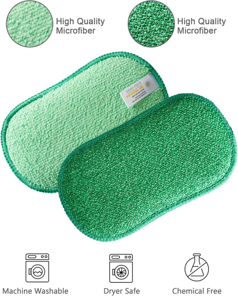 Multipurpose Kitchen Scrub Sponges 6pcs, Heavy Duty Cleaning Non-Scratch Scrub Sponge, Reusable Microfiber Sponge for Household Cleaning, Random C...