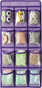 NIMES Hanging Closet Underwear Sock Jewelry Storage Over The Door Classroom Cell Phone Calculator Organizer 12 Clear Pockets (Purple)...