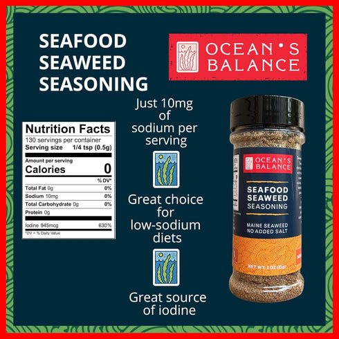 Ocean Balance’s Seafood Seaweed Seasoning — Maine Coast Seaweed — Seaweed Powder Great for Fish, Avocado Toast & Plant-Based Diets — No Salt Seaso...