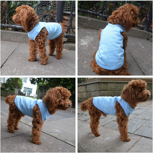 2018 Pet Clothes Dog Clothing Blank T-shirt Tanks Top Vests for Small Middle Large Size Dogs 100% Cotton Dog Summer Vest Classic (XS, Light-blue)...