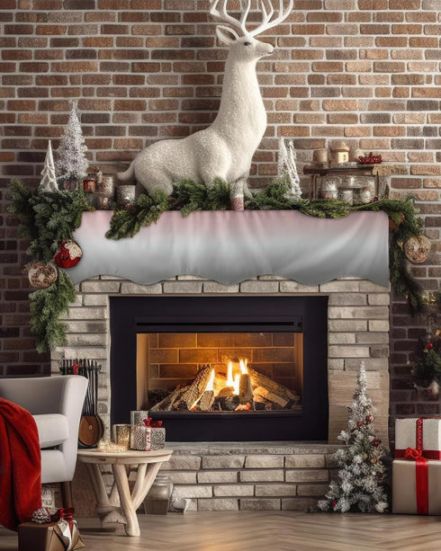 Ombre Mantle Scarf for Fireplace, Blush Pink and Gray Gradient Fireplace Cover Decorations Indoor Mantel Top Scarf Runner for Home Living Room Hol...