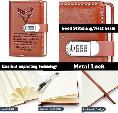 Eagle Gift for Scouts Leather Combination Lock Notebook Court Of Honor Gift Boy Scout Gift Scouts Leader Gift Birthday Graduation Gifts for Son Da...