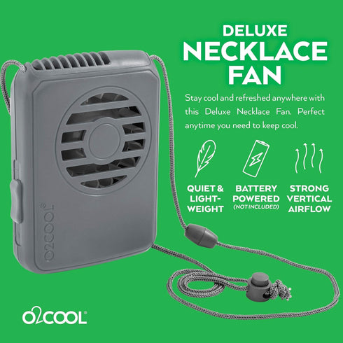 O2COOL Deluxe Personal Necklace Fan | Hands- Free, Battery Operated Wearable Mini Cooling Device for Beach, Sporting Events, Camping (2 Pack Rando...