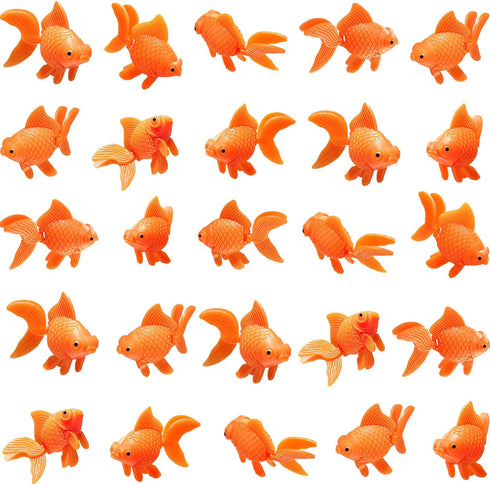 Sumind 30 Pieces Fake Goldfish Plastic Floating Artificial Aquarium Fish Realistic Moving Orange Goldfish Fish Ornament Decorations for Aquarium F...