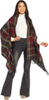 Mud Pie Reversible Tartan and Leopard Womens Scarf Wrap, One Size, Green...