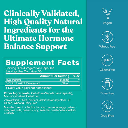Regulate Menstrual Cycle Support – Hormone Balance at Optimal 40:1 Myo-Inositol & D-Chiro Inositol – PCOS Supplement for Period Consistency, Menst...