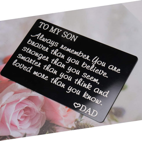 To My Son wallet Insert Cards Inspirational Graduation Birthday Gifts Engraved Always Remember You are Brave Insert Cards from Dad...