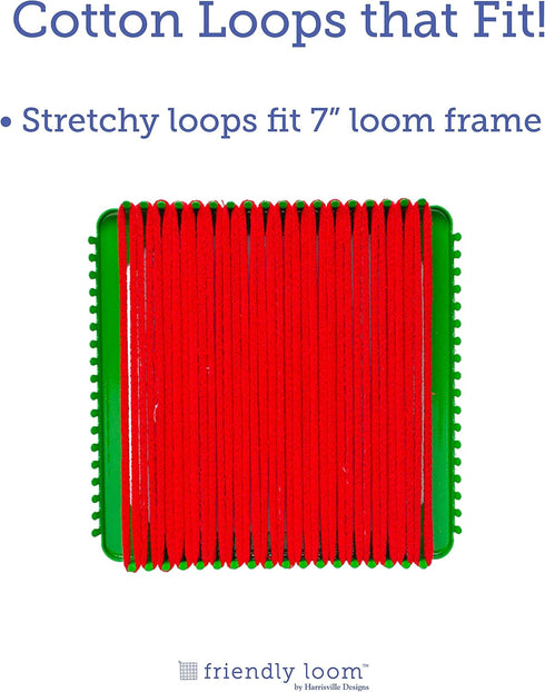 Friendly Loom | 7” Traditional-Sized Red Potholder Weaving Loops | Craft 2 Cotton Potholders...