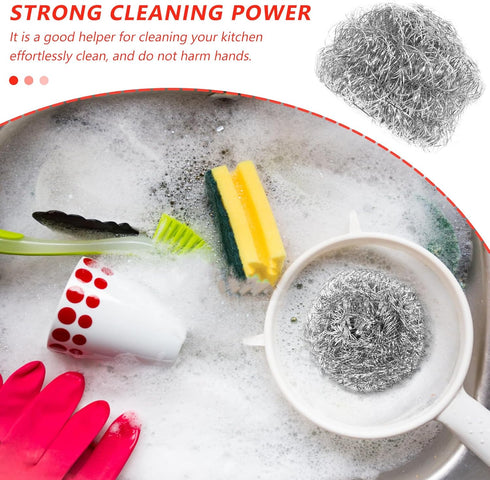 4pcs Wire Ball Pot Brush Stainless Steel, Reusable Cleaning Brush for Kitchen Cleaning Pots and Bowls, Wire Brush for Cleaning Dishes, Pans, Pots,...