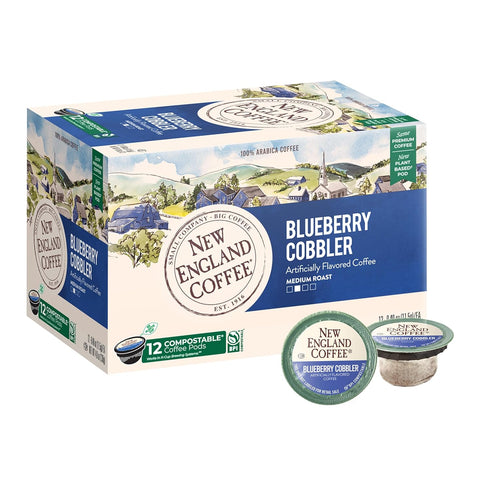 New England Coffee Blueberry Cobbler Medium Roast Single Serve Pods, 12ct Box (Pack of 1)...
