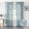 Tollpiz Floral Blue Sheer Curtains Flower Print Vine Embroidery Bedroom Curtain Rod Pocket Voile Window Curtains for Living Room, 54 x 63 inches L...
