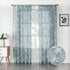 Tollpiz Floral Blue Sheer Curtains Flower Print Vine Embroidery Bedroom Curtain Rod Pocket Voile Window Curtains for Living Room, 54 x 63 inches L...