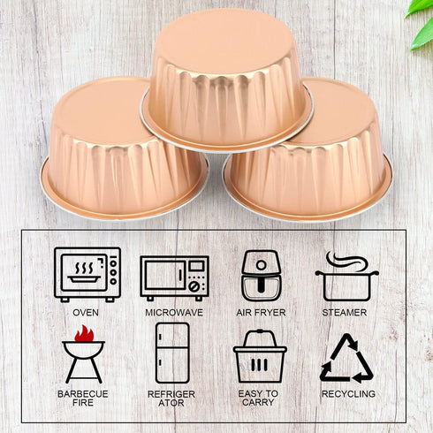 Jumbo 5oz Aluminum Foil Cupcake Liners with Lids 50 Pack,Free-Air Disposable Ramekins Muffin Tin,Mini Cake Baking Pans Muffin Cups,Mini Cupcake Pa...