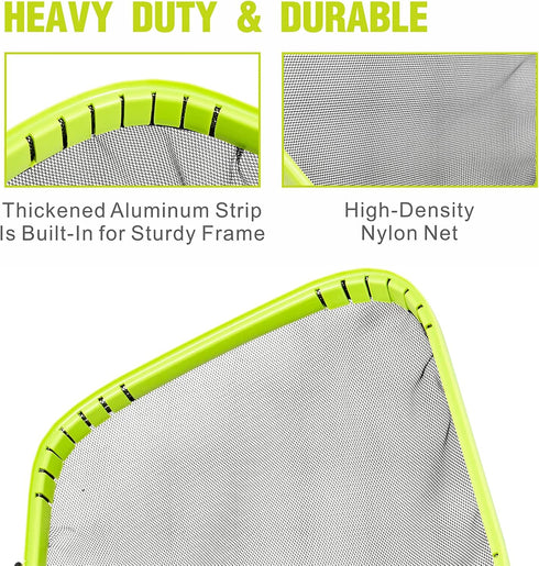 Pool Skimmer Net Heavy Duty, Aluminum Reinforced Frame Pool Cleaning Net, Super Sturdy & Durable Pool Nets for Cleaning...