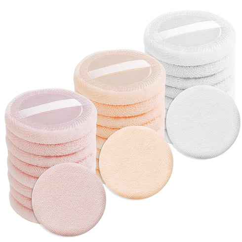24Pcs Powder Puff Cotton Round Makeup Puff Pads with Strap Face Powder Puffs for Loose and Foundation Cosmetics Sponge Powder Puffs...