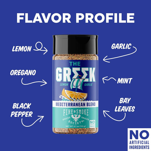 Fire & Smoke Society The Greek Seasoning | Mediterranean Flavors for Fish, Shrimp, Lamb, Pork | M 4.7 oz...
