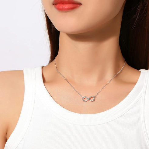 Rhodium Plated 925 Sterling Silver Infinity Necklaces for Women, 18 Inch...