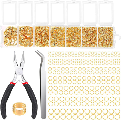 Gold Jump Rings for Jewelry Making, Paxcoo 1500Pcs Jewelry Necklace Repair Kit with Jewelry Making Supplies and Jewelry Pliers for Bangle Charms, ...