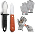 6.8’’ and 7.9’’ Stainless Steel Oyster Shucking Knives and 4Pieces of Level 5 Cut-Resistant Gloves (L), Oyster Knife Suitable For All Kinds of She...