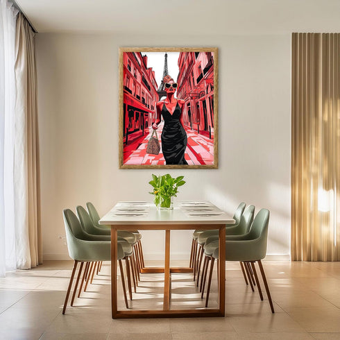 Posterizer 1 pcs-glamorous woman in stylish Parisian street 1-Inspirational Women's Art-Adventure Wall Art-Gift for Women, Fashionistas, Designer ...