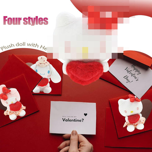 Ahlsense Plush Cute Stuffed Animal with Heart Soft Kawaii Plush Toys for Kids Valentines Gifts for Girls Lover Plush Wedding Decor (Love Hearts-03...