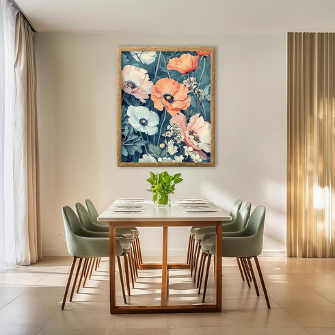 Posterizer 1 pcs-pastel dainty white and coral flowers-Floral & Botanical Art-Abstract & Modern Art-Decor for Home & Office- UNFRAMED Wall Art...