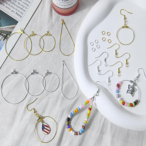 XKCWXY 483Pcs Earring Making Kit with Beading Hoop Earring Finding Component Accessories,Earring Hooks,Jump Rings,Earring Backs for Jewelry Making...