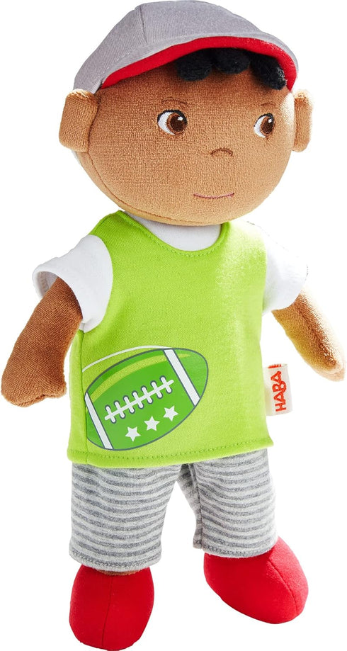 HABA Snug Up Soft Doll Mason- 11.5" Soft Boy Doll with Black Hair (Machine Washable)...