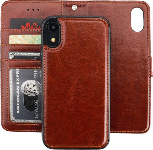 Bocasal for iPhone Xr Wallet Case with Card Holder PU Leather Magnetic Detachable Kickstand Shockproof Wrist Strap Removable Flip Cover for iPhone...