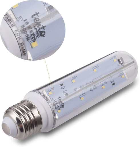 Tento Lighting T10 LED Tube Light, Tubular Light Bulb, E26 Medium Base, Sub Zero Fridge and Freezer Light Bulb Replacement, Aquarium Light Bulb, T...