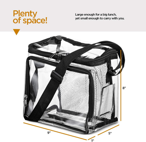 SP HOME GOODS Stadium Approved Clear Tote Bag with Adjustable Strap, Front Storage Compartment, and Mesh Pockets - See Through Zippered Clear lunc...