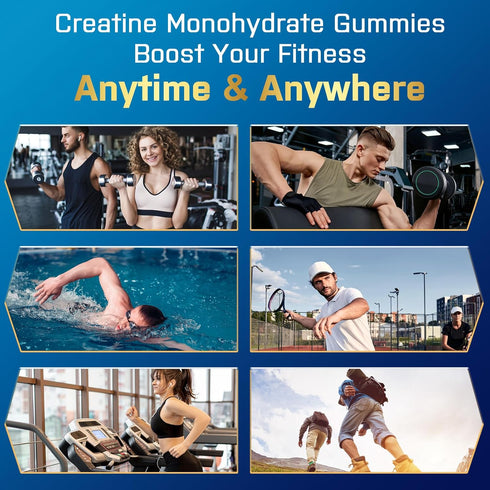 Creatine Monohydrate Gummies for Men & Women, Creatine Pre-Workout Gummies, Taurine&B6, Increase Strength, Energy & Endurance Chewable Creatine Gu...