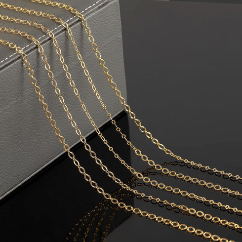 5 Meters 18K Gold Plated Chain for Jewelry Making, Shiny Light Gold Embossed Oval Cable Link Chain Spool Women Necklace Bracelet DIY Jewelry Findi...