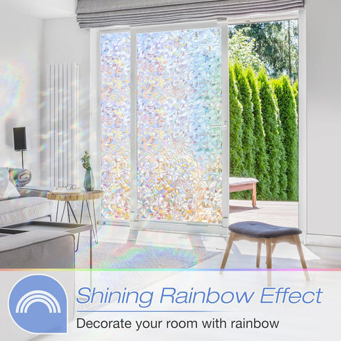 Homein Window Privacy Film, Rainbow Window Film Decorative 3D Window Clings Non Adhesive Window Tint for Home, Stained Glass Window Film for Glass...