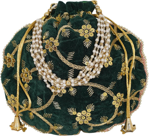 Radharani Arts 01 PC Women Handicrafts and jewellery Designer Velvet Potli Bags or Wristlets or rajasthani batwa for Wedding & Parties, Best for g...
