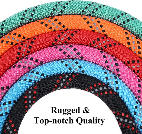 VIVAGLORY Short Dog Leash with Comfortable Padded Handle, 18IN Durable Rope Short Walking & Training Leashes for Dogs with Highly Reflective Threa...