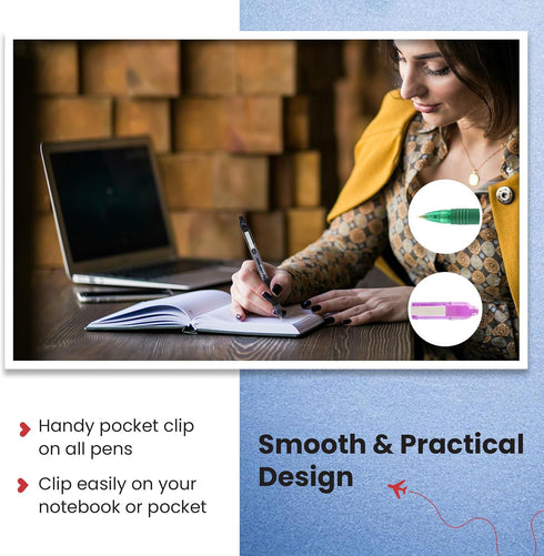 Zebra Pen Z Grip Smooth Multi- Coloured & Black Ballpoint Pens, Smooth & Comfortable Retractable Pens With Pocket Clip, Multipack Biro Pens - Medi...