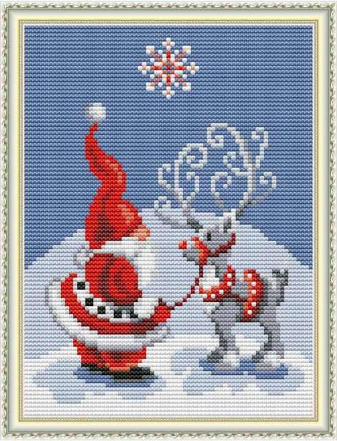 CROSSDECOR Cross Stitch Stamped Kits 11CT 9X11 inch Pre-Printed Cross-Stitching Starter Patterns for Beginner Kids or Adults, Embroidery Needlepoi...