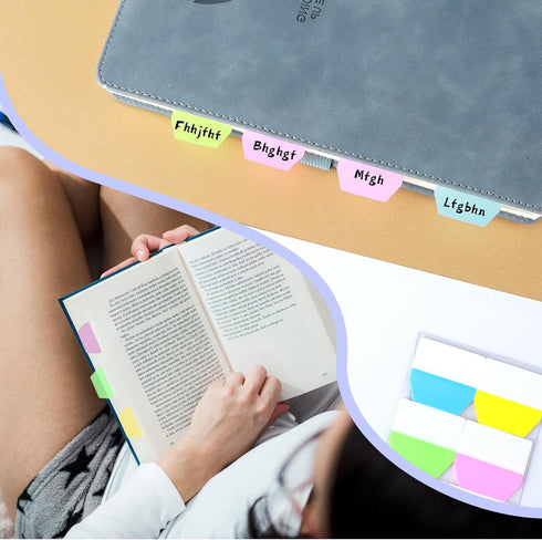 600Pcs/5 Packs Sticky Index Tabs Flags, Fluorescent Writable Sticky Index Tabs Self-stick File Tabs Flag Filing Tabs Page Markers Note Index Marke...