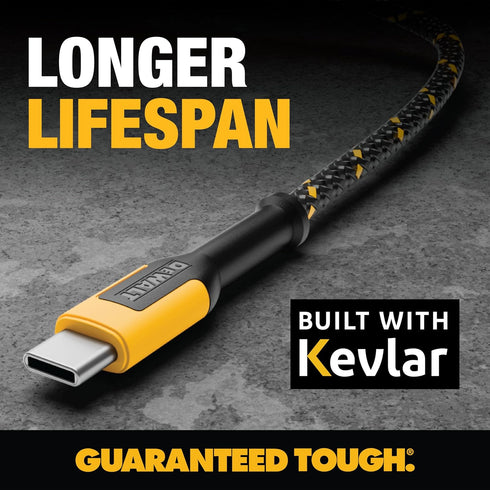DEWALT USB C Cable, Premium Braided Nylon USB A to Type C Charger Cable Fast Charging for iPhone 15 Series, Samsung Galaxy S10 S10+ / Note 9, LG V...