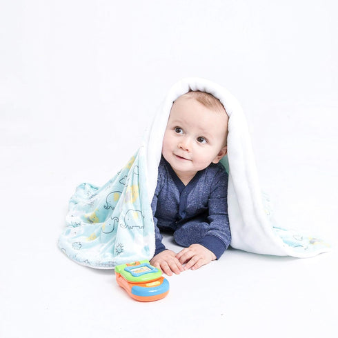 Alphabetz Premium, Soft Baby Boy Blanket, Blue Elephants, 2 Ply Extreme Softness and Comfort...