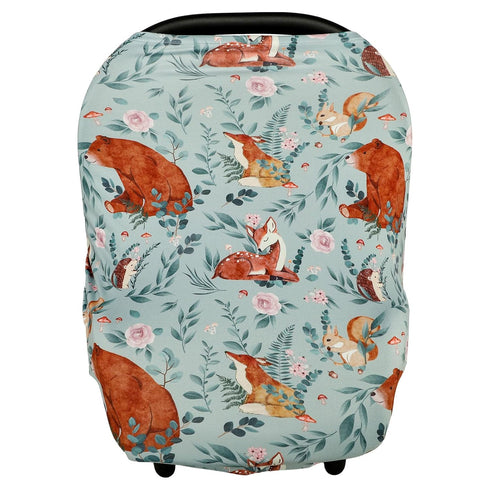 Baby Car Seat Cover, Multi-use Nursing Cover for Breastfeeding, Stretchy Stroller Cover Boys Girls, Stretchy Carseat Canopy, Soft Breathable, Wood...