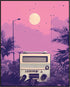 Posterizer 1 pcs-vintage radio and pink girly background collage-Landscape & Nature Art-Abstract & Modern Art-Gift for Art Lovers- UNFRAMED Wall A...