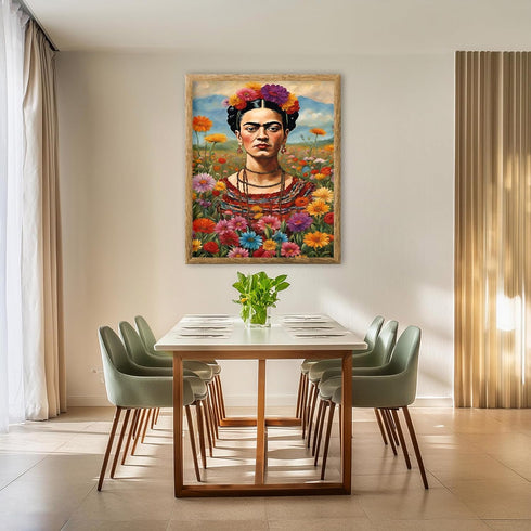 Posterizer 1 pcs- Frida Kahlo inspied poster in floral theme-Famous Figures Art Collection-Floral Botanical Art- Living Room Bedroom Decor- unfram...
