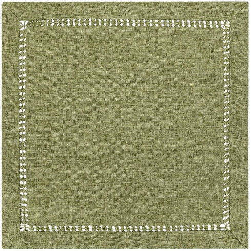 Grelucgo Set of 4 Handcrafted Solid Sage Green Color Dinner Napkins, Double-Hemstitched, Square 18 x 18 Inch...